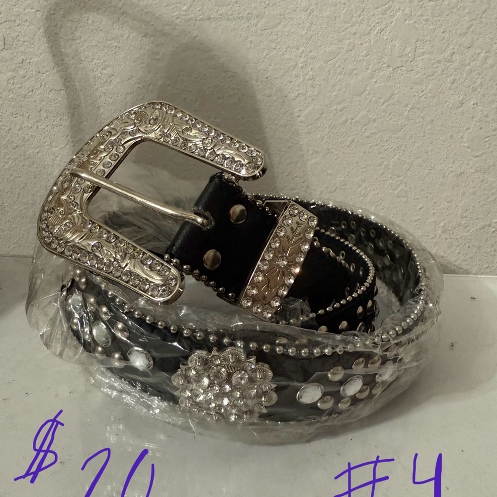 Elegant Black Studded Belt with Silver Accents